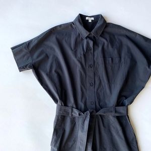 COS Black Cotton Topstitched Belted Jumpsuit Sz 4 US